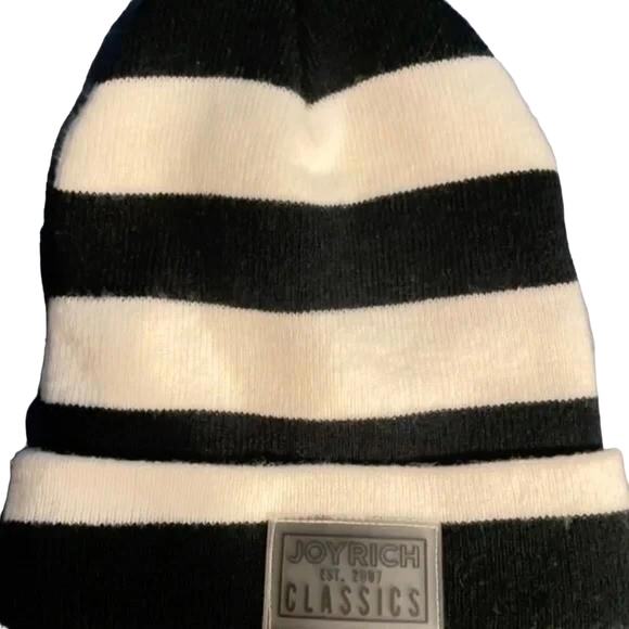 Rare Joyrich x Coca-Cola Black & White Striped Beanie NWOT main image 4